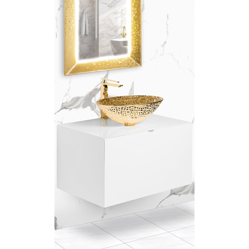Diamante 20.8'' L Bathroom Sink, Gold