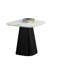 Table de bout carrée de style contemporain avec rebords incurvés en faux marbre et finition noire