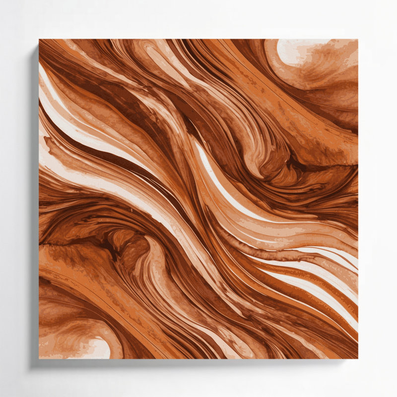 Aquarelle abstraite 37, art mural sur toile brune, H 8 po x l 8 po