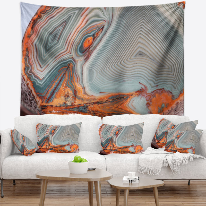Abstrait magnifique tapisserie en agate du lac Supérieur, H 68 po x l 80 po