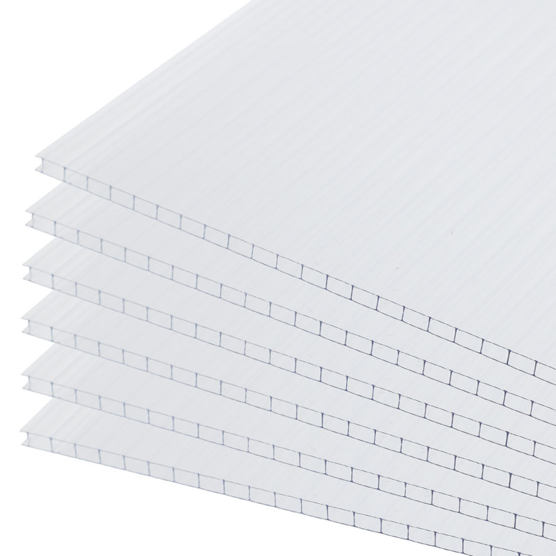 Panneaux en polycarbonate à double paroi 6 pièces Aoodor, H 0,16 po x l 24 po x P 64 po