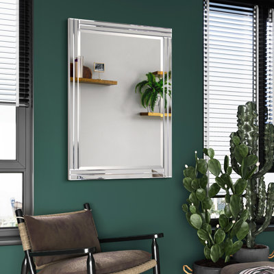 Miroir mural en forme de rectangle biseauté étagé moderne Odelia