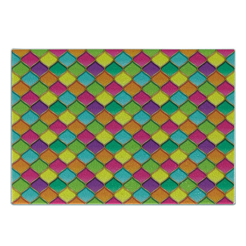 Multicolore planche à découper en verre trempé Ambesonne