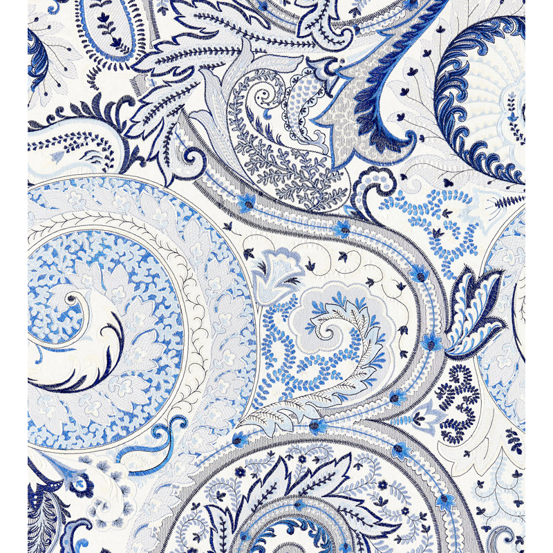 Botanica Malabar Paisley Embroidery Cotton Blend Fabric, Porcelain