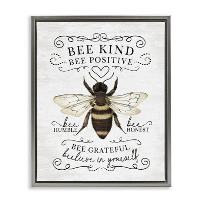 Vintage Bee Phrases Framed Floater Canvas Wall Art by Lettered and Lined