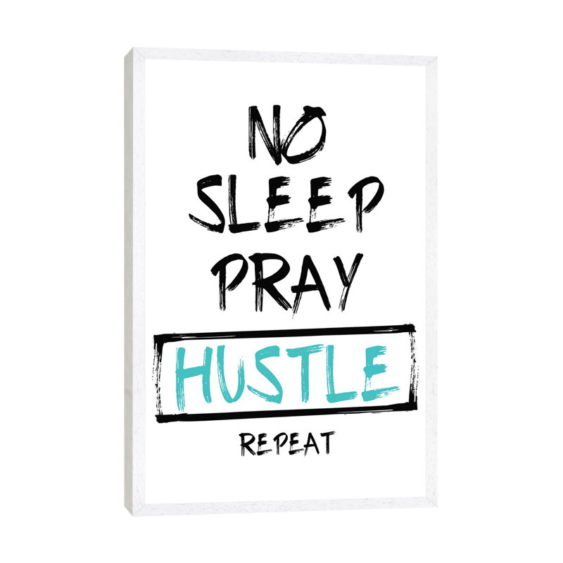 No Sleep Teal by Mlli Villa - Print on Canvas, White Framed, 101.6cm H x 66.04cm W x 3.81cm D