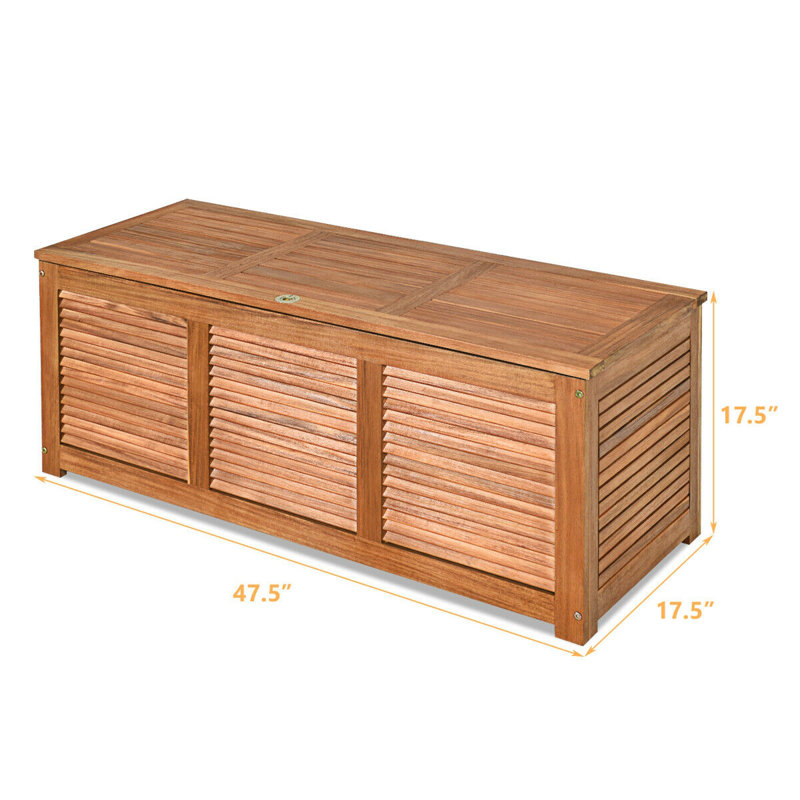 FRESCOLY 47.5'' W 47 Gallons Solid Wood Acacia Storage Bench in Brown
