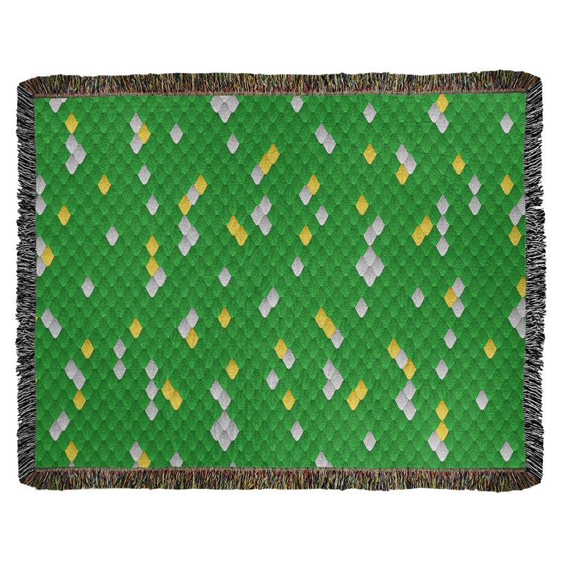 Jeté en coton tissé Katelyn Elizabeth, Vert/jaune