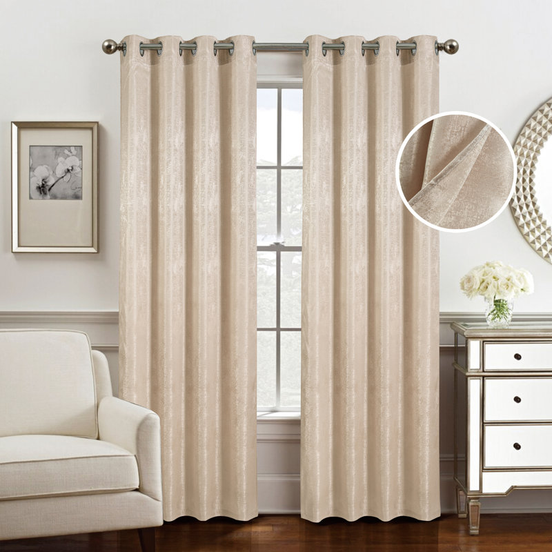 Triena Two Tone Woven Light Filtering Window Curtain Panel, Taupe, 55" W x 90" L
