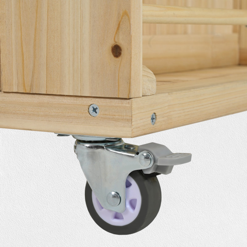 Îlot de cuisine extérieur avec roues verrouillables, Bois naturel