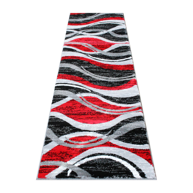 Skjalm Modern Ripple Design Abstract Area Rug, Runner 2' x 7'3"