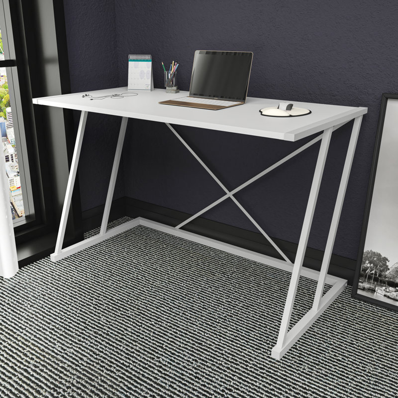 Lenes Metal Base Writing Desk, White