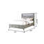 Modern Style King Bed Made With Wood & Led Headboard With Bookshelf In Grey