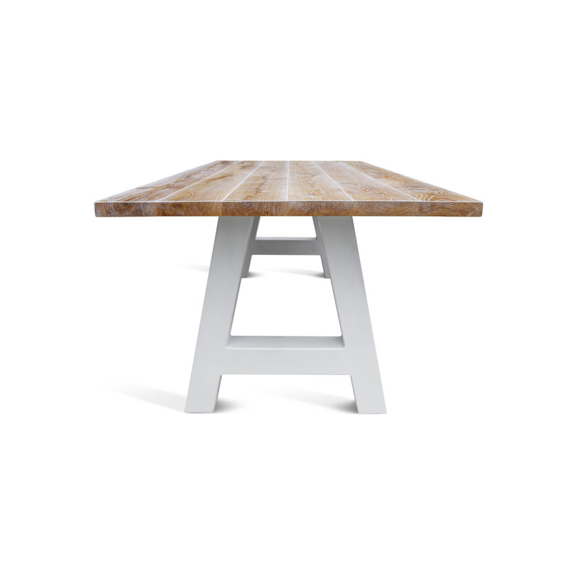 Medaryville Oak Solid Wood Top Metal Base Dining Table