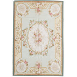 Hand-Knotted High-Quality Green and Ivory Area Rug