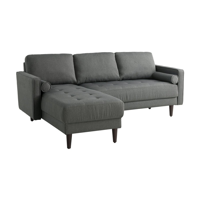 Garren Sofa Chaise Sectional, Heather Grey Linen