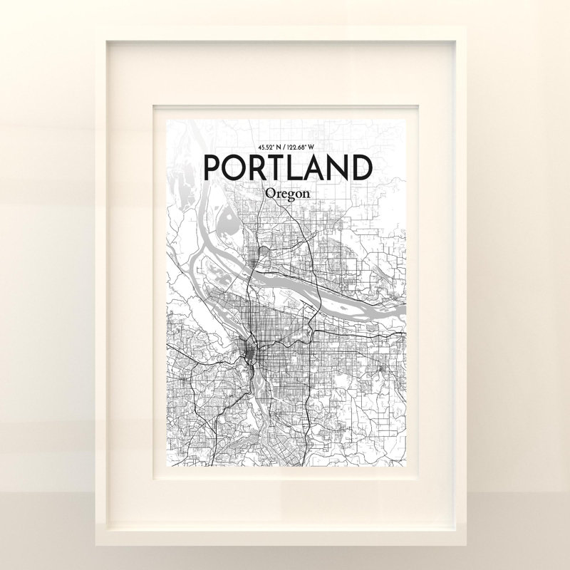 Portland City Map In Tones - No Frame Print, 24cm H x 18cm W x 0.05cm D