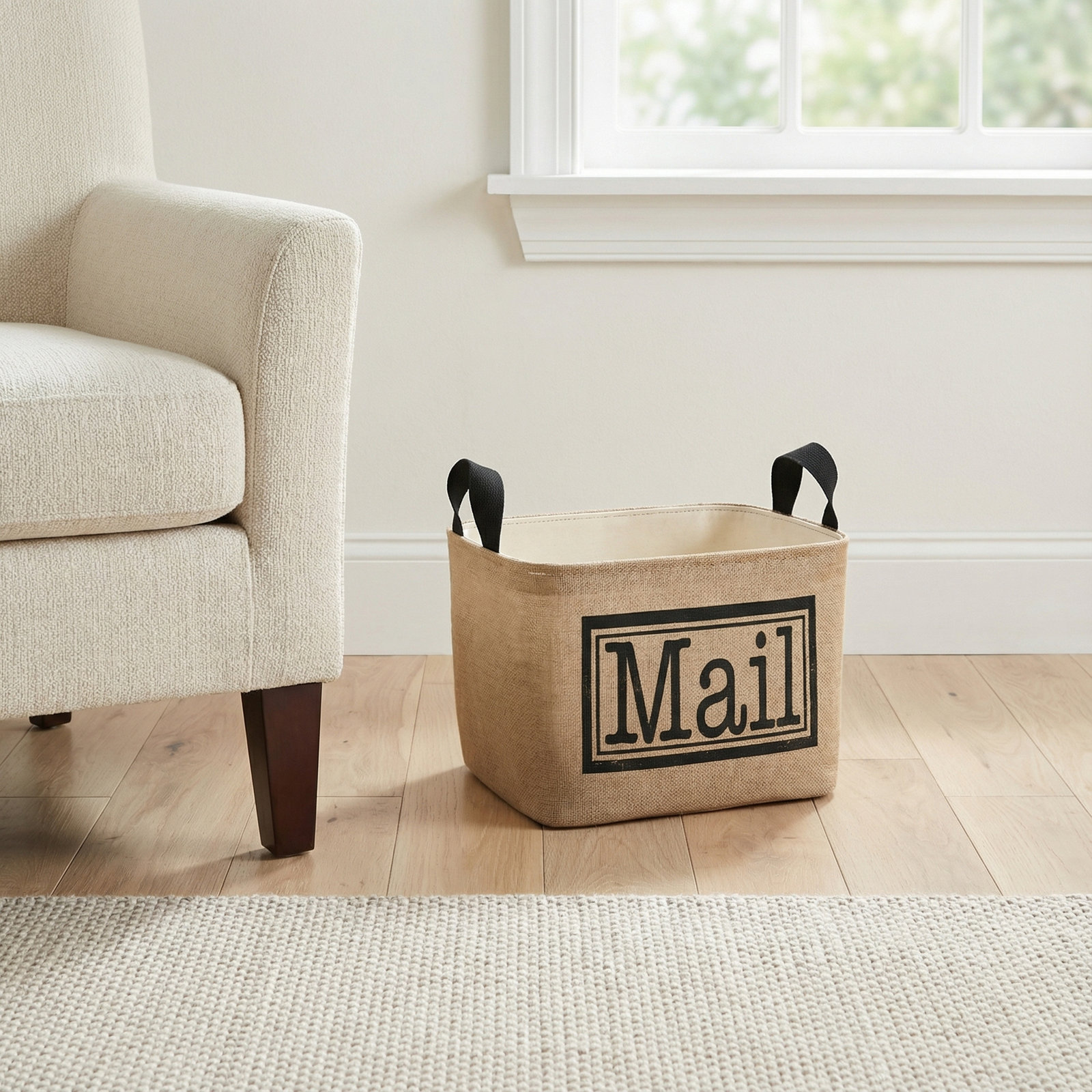 Mail Burlap Storage Fabric Bin