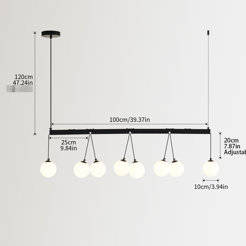 Noir 8 - globe - surface nettoyable avec essuie-tout pour la réception et le câble de restaurant à longueur réglable