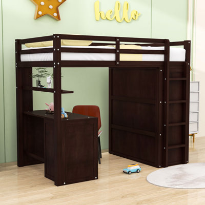 Garip Kids Twin Loft Bed with Drawers