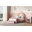 Lit simple tapissier arc-en-ciel, lit plateforme en velours avec tiroir de rangement, aucun sommier nécessaire, coloré et rose-228365211