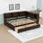 Queen Size Wood Daybed with LED Light Strip, Built-In USB Charging Station and Drawers-497789795