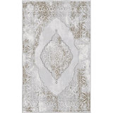 Oriental Area Rug in Gold Chrome