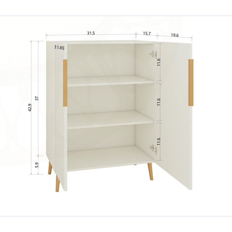 Modern Sideboard Boulware with Gold Handles for Kitchen, Dining Room Furniture Organizer and Storage Solution