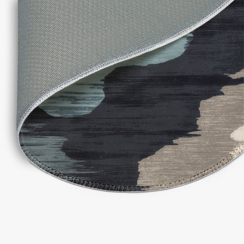 Tapis intérieur et extérieur gris Watercolor, Rond 5 pi