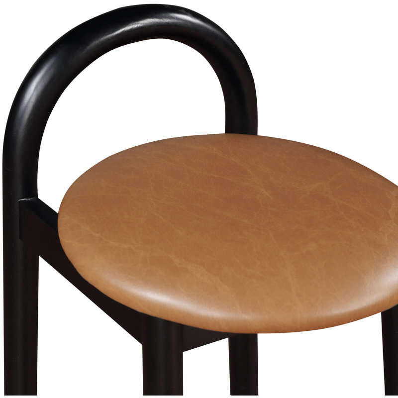 Calvin 27" Counter Bar Stool, Black, Cognac Vegan Leather