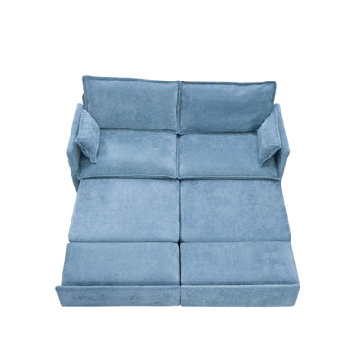 74'' Chenille Pull-Out Sofa Bed With USB Ports