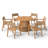 Outdoor 6-person Solid Wood Round Table And Dinning Chair Set