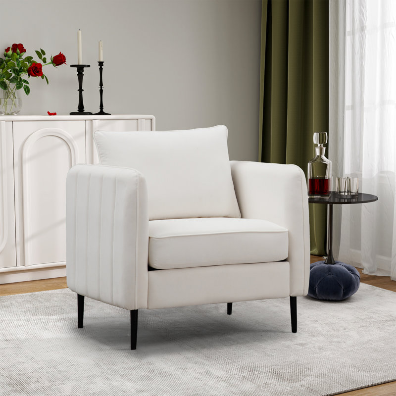 Fauteuil d'appoint 32,66 po, Velours ivoire