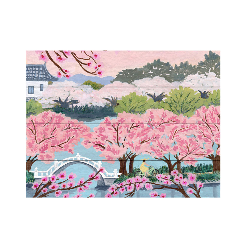 Art de lattes en bois Sarah Gesek Blossom Ride, H 12 po x l 16 po