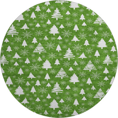Premium Machine Washable Dockside AMF1815 Christmas Trees Rug