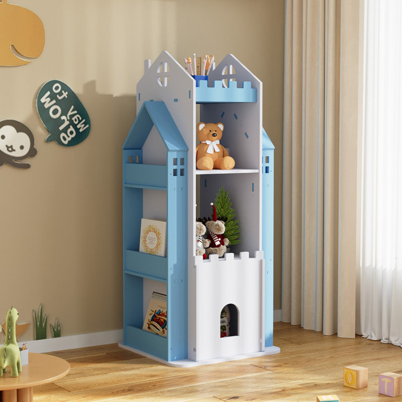 Bookcase, 106cm H x 45cm W x 45cm D, White/Blue