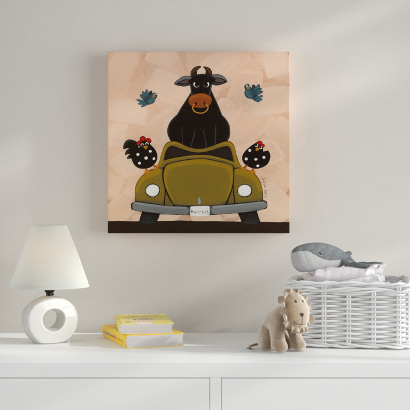 « bull sit », art sur toile, H 14 po x l 14 po x P 2 po