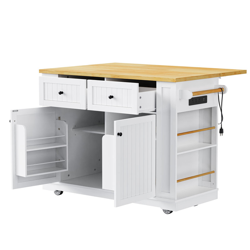 Grand îlot de cuisine de 48 po avec abattant K&K, Blanc