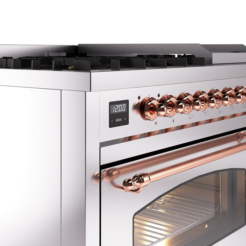 ILVE Nostalgie II 48 Dual Fuel Range , Stainless Steel/Copper, Liquid Propane
