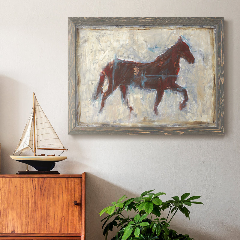Iron Equine II, peinture sur toile encadrée, Gris, H 28 po x l 42 po x P 1,5 po