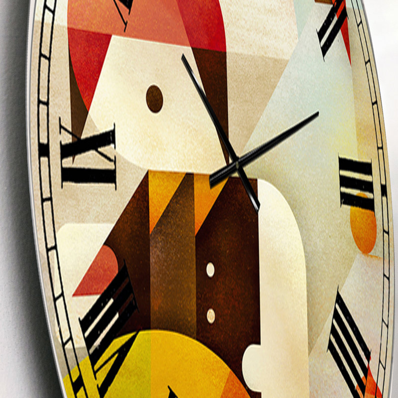Jeune homme avec un oiseau rouge - grande horloge murale Mid-Century, Petit