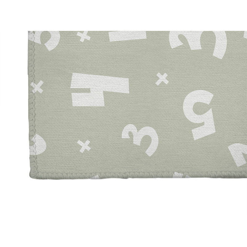 Numbers Kids Play Mat, Light Green, Rectangle 4' x 6'