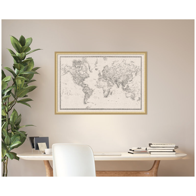 Tableau d'affichage en lin encadré en tissu noir et blanc, H 26 po x L 38 po x P 1,25 po, Doré