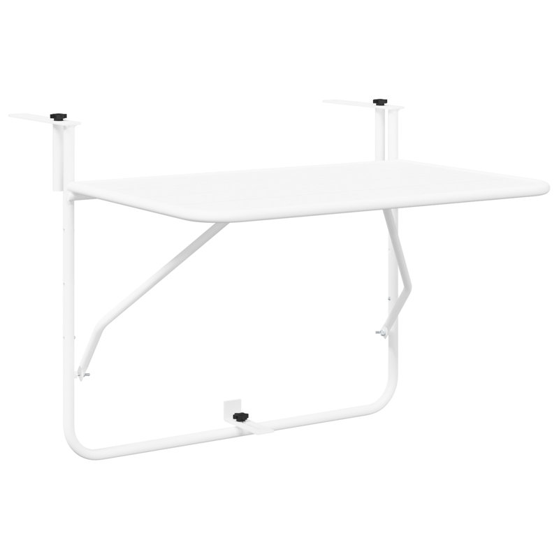 Balcony Table Metal Medium Collapsible Patio Table, WWhite