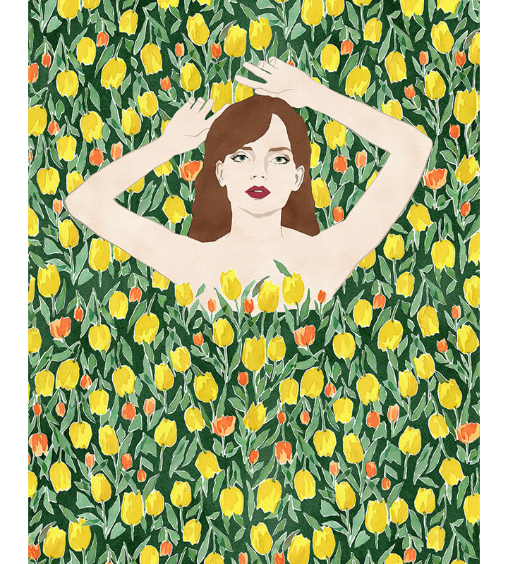 «Flower Bed - Tulip» par Aurora Bell - Art mural encadré, Image au pinceau gel