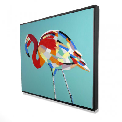 Reproduction abstraite de flamant rose sur toile