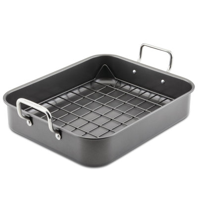 Rachael Ray Nonstick Roasting Pan With Reversible Rack, 16.5-inch X 13.5-inch