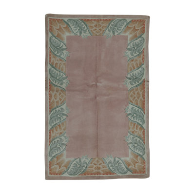 Hand-Knotted High-Quality Rose and Ivory Area Rug