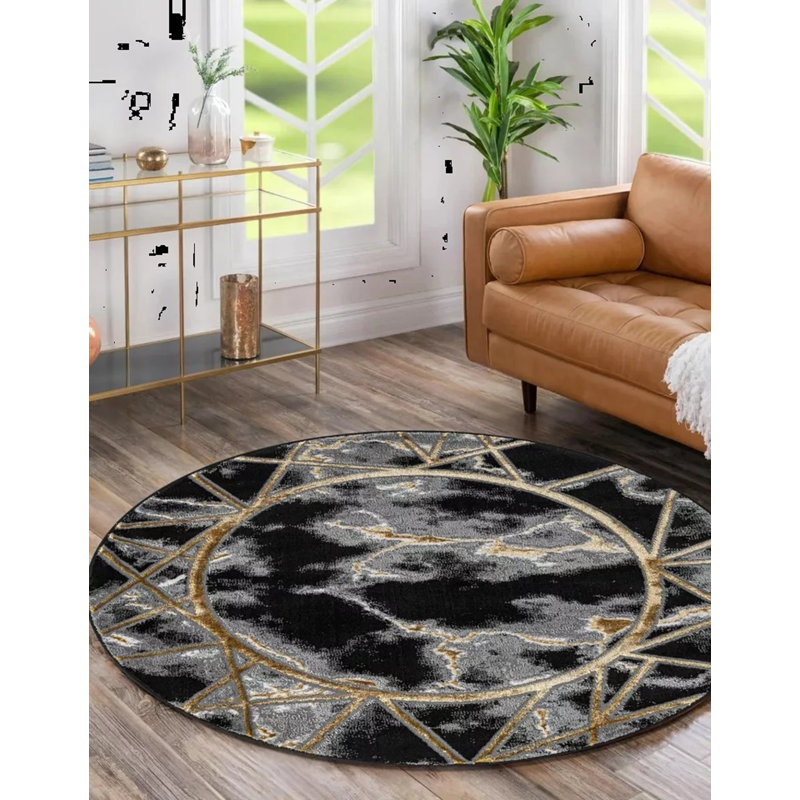 Abstract Area Rug, Round 120 cm