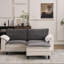 Canapé d'angle Cloud bicolore en forme de L, sectionnel modulable avec pouf, assise profonde 2 places en chenille et coussin-825734943